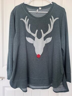 Cato Plus 18/20W Glitter Reindeer Rhinestone Christmas Sweatshirt